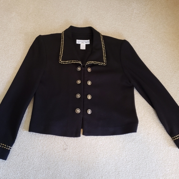 VTG Jessica Howard black cropped jacket. Size 8. - Picture 1 of 6